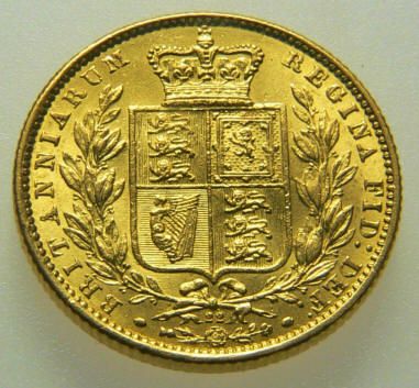   Queen Victoria Gold Shield Sovereign Coin Die 22. CGS EF 60  