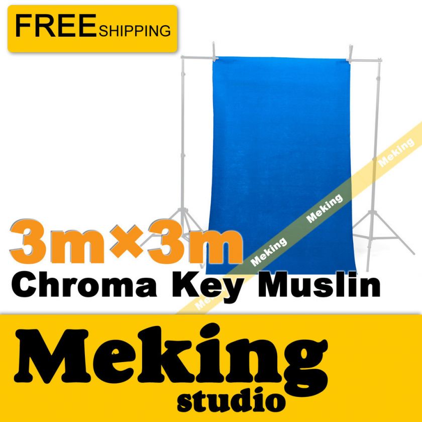 NEW 10×10ft / 3×3M Chroma Key Blue Solid Seamless Muslin Photography 