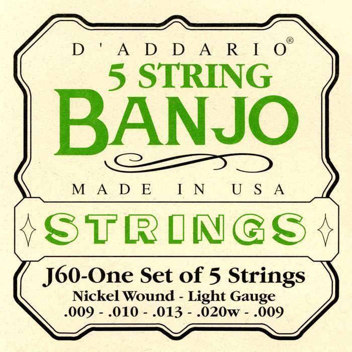 ADDARIO J60 5 STRING LIGHT BANJO STRINGS *NEW* 019954192013  