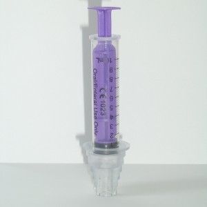 ORAL SYRINGE 10ML REUSABLE PURPLE & ADAPTOR x 5 PACKS  