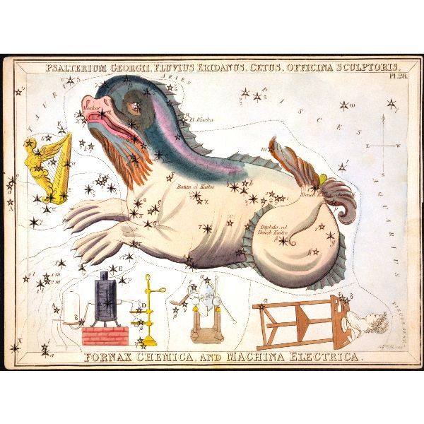 Eridanus Cetus Whale Fornax Star Constellation Sign Map  