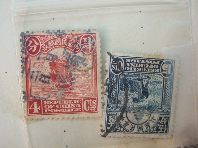 CHINA Antique Vintage STAMPS Page from Old Collection LOT Q004  