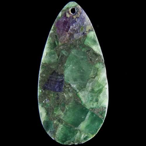 mysterious Matrix Pyrite Fluorite and Amethyst Pendant Bead stone 