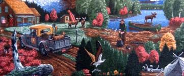 Country Outdoor Wild Life Fishing Camping Moose Sew Craft Quilt Cotton 