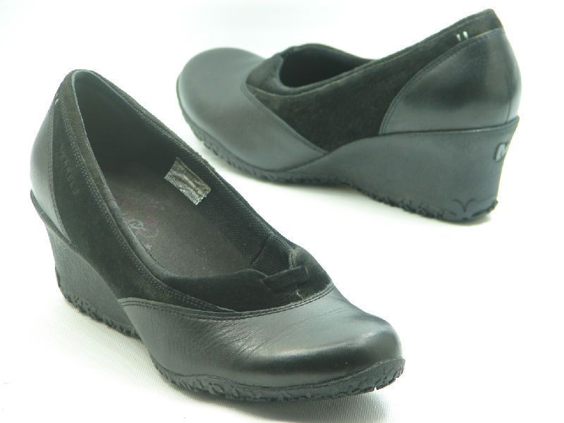 MERRELL Black Leather LOTUS Slip On Wedge Shoes Loafers Womens 6.5 