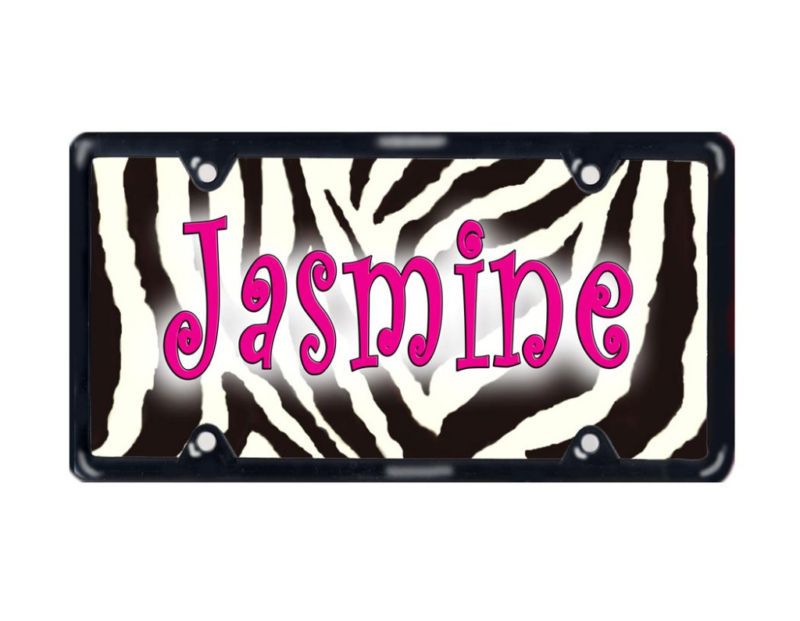 ZEBRA AUTO LICENSE PLATE PERSONALIZE FRAME SHIELD PINK  