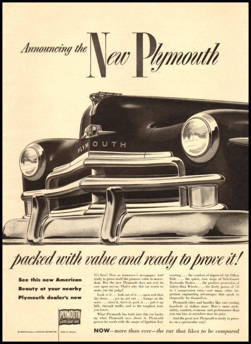 1950 vintage automobile ad for Plymouth  1058  