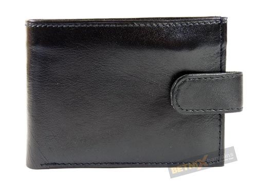 MENS Black LEATHER WALLET ID/CARD HOLDER COIN POCKET  