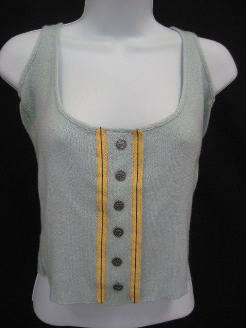 ZAC POSEN Blue Cashmere Sleeveless Sweater Vest Top L  