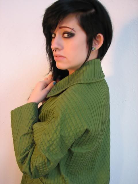 Vtg 60s military GREEN ribbed COTTON stripe SWING mod JACKET cape COAT 