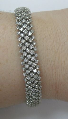 ESTATE JUMBO 12 CARAT DIAMOND 18K WHITE GOLD BRACELET  