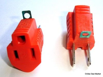 2pc Grounding Adaptor Converter 3 to 2 Prong 125V 1875W  