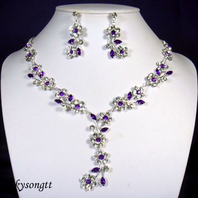 Swarovski Purple Crystal Floral Necklace Set S1577V  