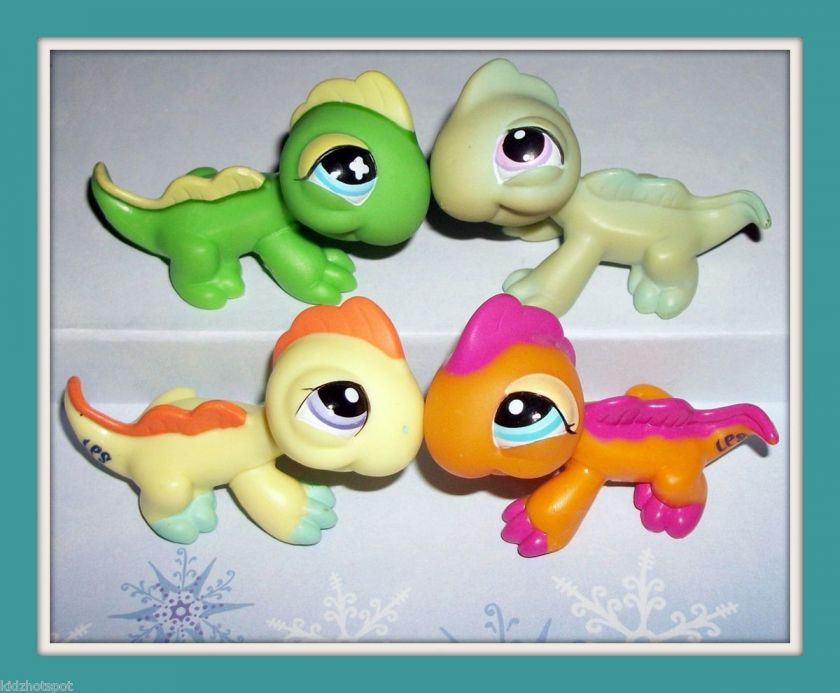 LPS IGUANA/LIZARD LOT~NO# #651 1648 2238 ORANGE GREEN~Littlest Pet 