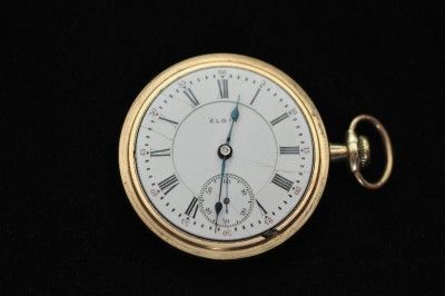 VINTAGE 18S ELGIN 21J SIDEWINDER POCKETWATCH NO. 348 KEEPING TIME 