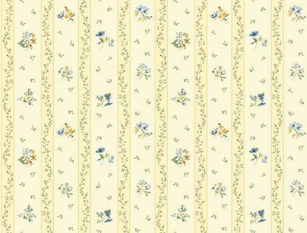 Blue and Yellow Floral Stripe Wallpaper Double Rolls  