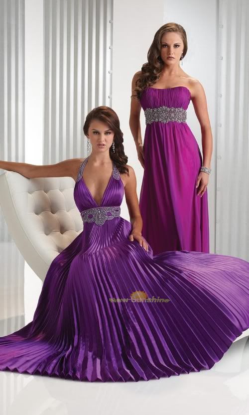 Purple Wedding dress Bridesmaid/prom gown Evening Dress  