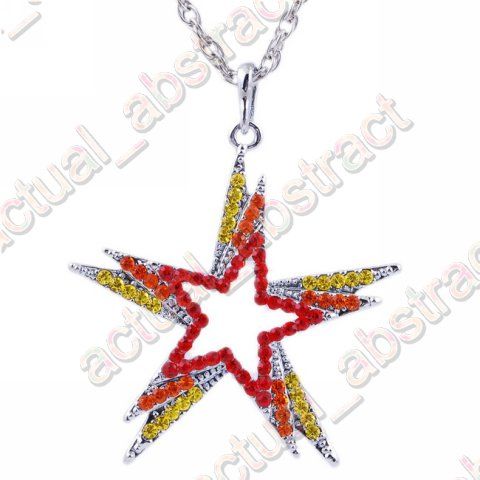 Tibetan pentagram choker necklace Czech rhinestone6pcs  