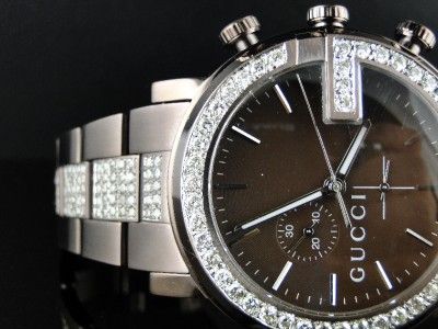   CT DIAMOND GUCCI YA101341 BROWN PVD METAL BAND CHRONO WATCH  