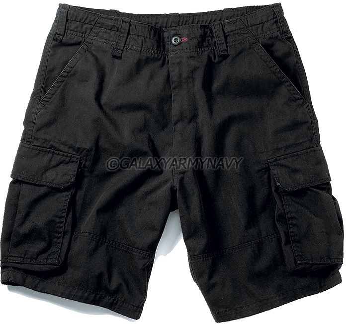 Mens Military Black Vintage Paratrooper Tactical Cargo Shorts  