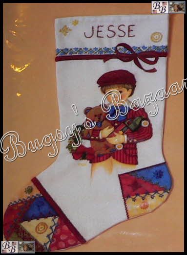 Vtg Creative Circle BOYS CRAZY QUILT STOCKING Christmas Crewel Kit 