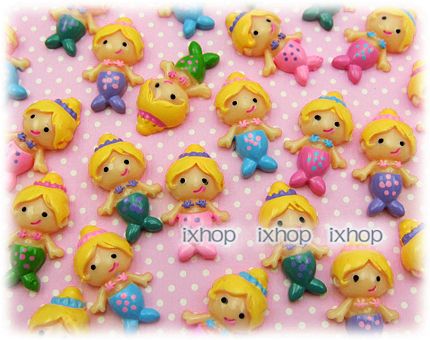 12 pcs Little Mermaid Resin Flatback Cabochon 7100/37 6006 0130  