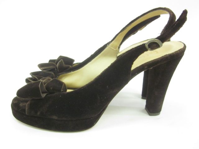 BETTYE MULLER Brown Velvet Bow Peep Toe Pumps Sz 40 10  