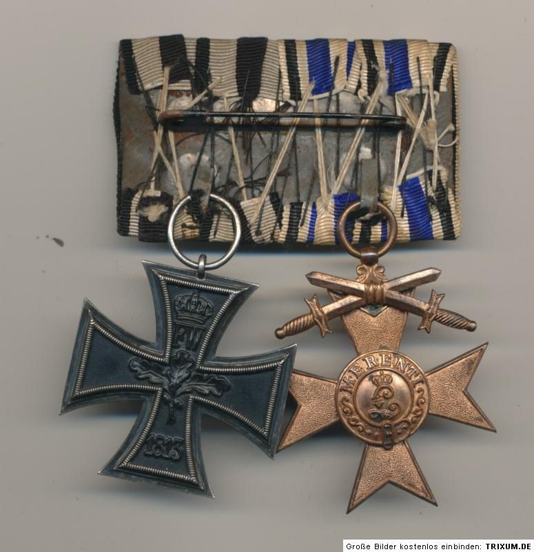 ORIGINAL german 2 medal bar Iron Cross EK2 and Military Cross Merenti 