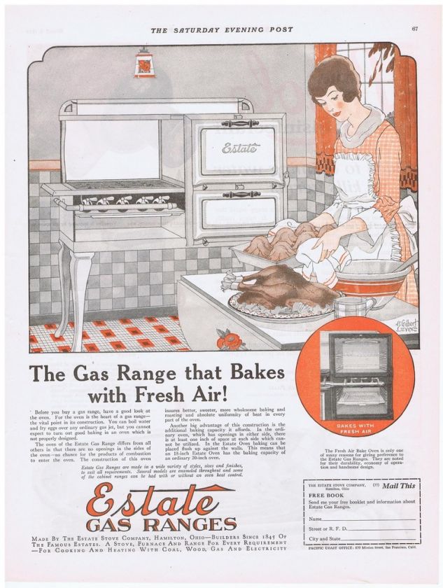 1922 =VINTAGE AD   ESTATE GAS RANGE 3 4  