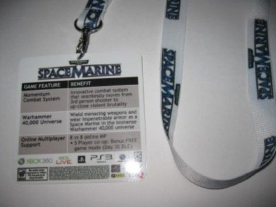 NEW WARHAMMER SPACE MARINE VIDEO GAME PROMO LANYARD + TAG FREE 