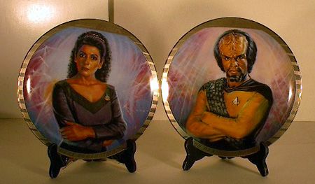 RARE Star Trek Troi & Worf Plate Set of 2  Only 6 Made  