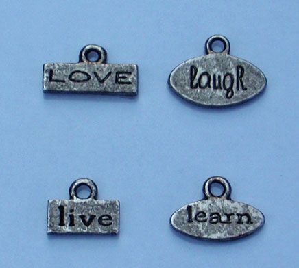 Self Stick METAL CHARMS 4/Pkg ~ WORDS ~ U PICK  