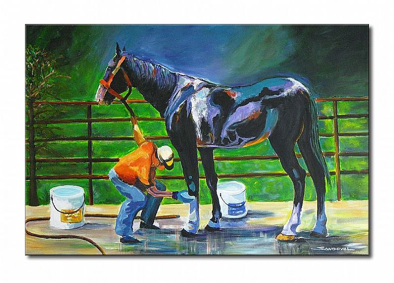 Original Realistic Acrylic Painting   RACE HORSE 36 X 24  