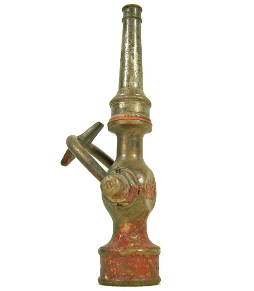 Antique WOODHOUSE BRASS FIRE HOSE NOZZLE Finger divider on valve 