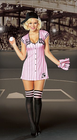 Halloween Adult Woman PLUS SIZE 5pc baseball player costume 3X 4X 