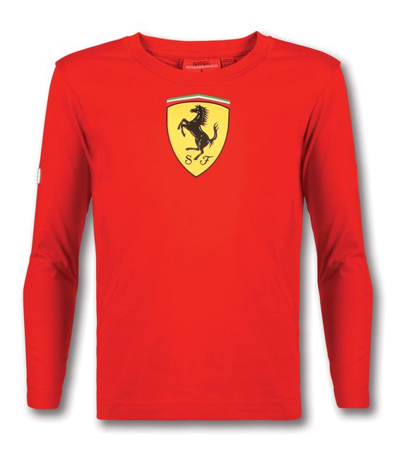 NEW 100% AUTHENTIC FERRARI KIDS LONG SLEEVE SHIELD T SHIRT