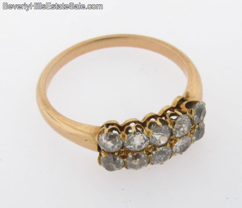 Antique 10 Diamonds 1 Carat 18K Gold Ring  