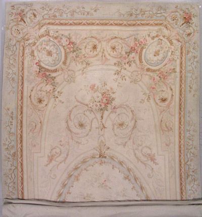 10x29 IVORY ANTIQUE 1890S FRENCH AUBUSSON HAND KNOTTED WOOL AREA RUG 