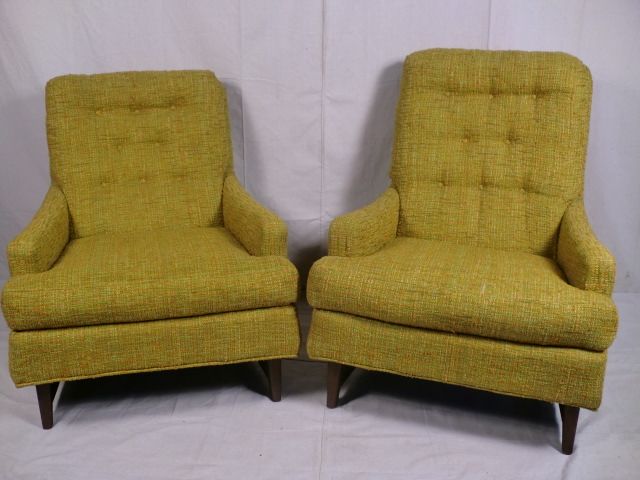 Mid Century Modern His & Her Upholstered Chairs (4327)r.  