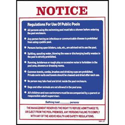 Swimming Pool Plastic Sign 18 X 24 Public Pool Rules  