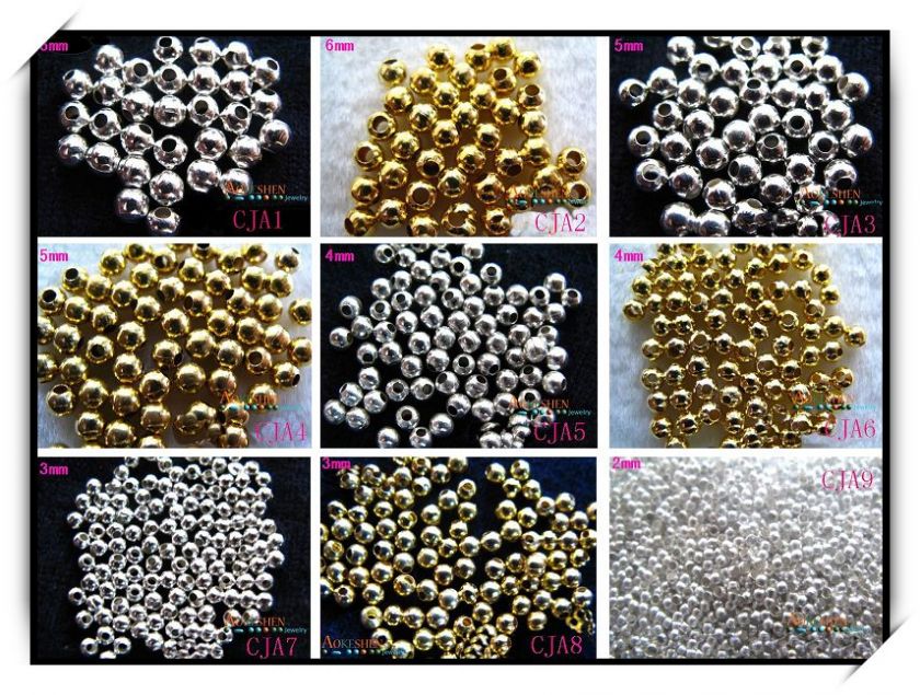 WHOLESALE BULK SILVER GOLD STEEL METAL ROUND LOOSE SPACER BEADS JEWERY 