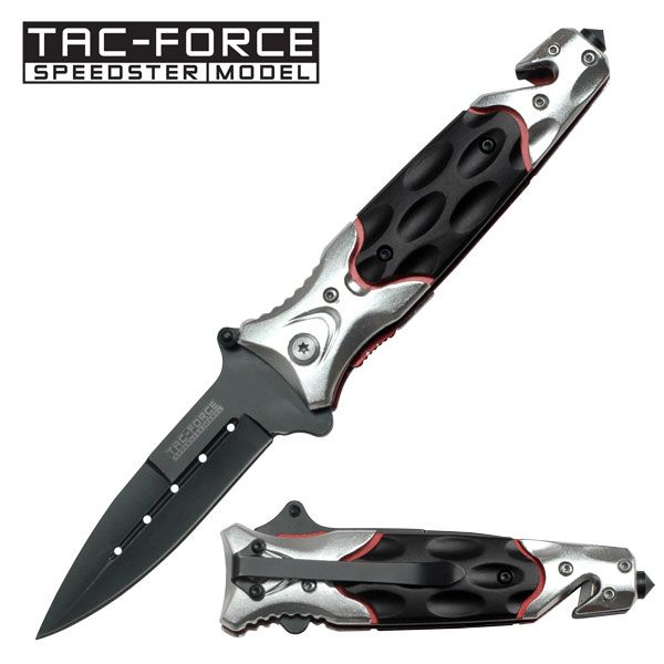 Spring Assisted Tactical Spike   Silver Inlay Y607SB  