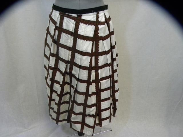 700 MARNI raisin/white box pleated skirt 46/12 NWT  