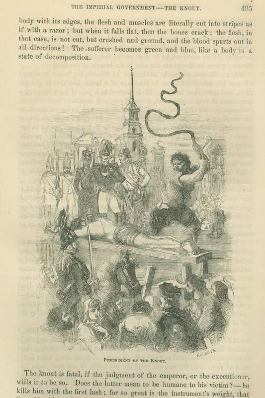 1855 Print Punishment by Knout whip Russia  