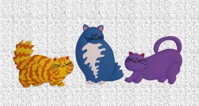 Anne Ormsby FAT CATS Bath Wall Art w/ Suction Cups NE  