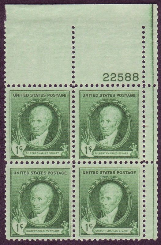 1940 1c GILBERT C. STUART FAM.AMER., US Scott #884, MNH  