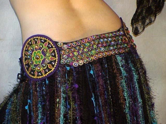 We3 Belly Dance Tribal Gypsy Peacock Cabochon Belt S 2xl BELT ONLY 