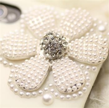 New Lovely Pink Daisy Deco Bling Pearl Sweet Case Cover for iPhone 4 