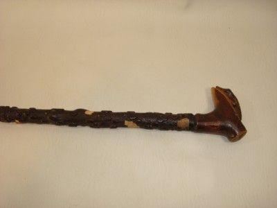 HAND CARVED ALLIGATOR WALKING STICK CANE  