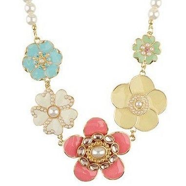 Vintage Stylish Elegant Multicolor Flower Freshwater Pearl Vogue 